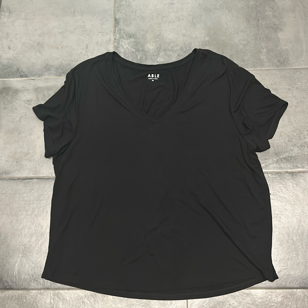 ABLE women’s Mae drapery Tee. Black. Size XXL.